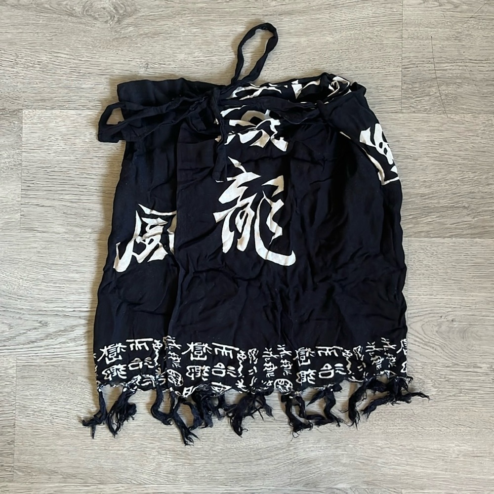 small black rayon wrap mini skirt